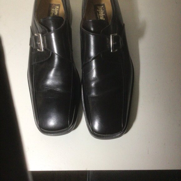 Italian Dress Shoes Monk Strap Black Bike Toe Size 12 M - Picture 1 of 5